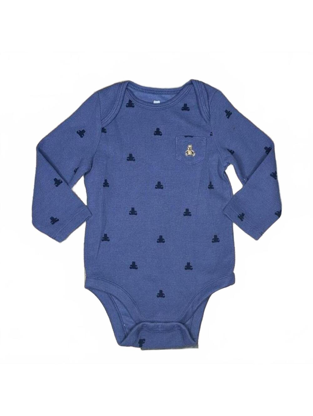 Baby Gap Blue Long Sleeve Bear Print Bodysuit 6-12 Months